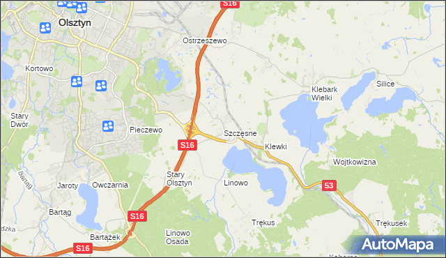 mapa Szczęsne gmina Purda, Szczęsne gmina Purda na mapie Targeo