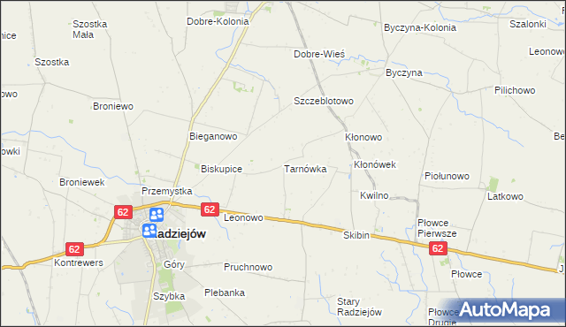 mapa Tarnówka gmina Radziejów, Tarnówka gmina Radziejów na mapie Targeo