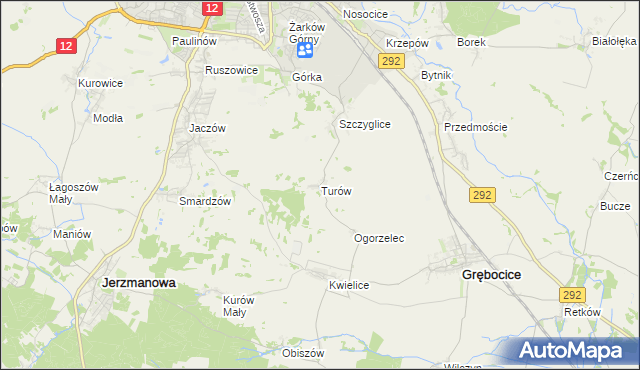 mapa Turów gmina Głogów, Turów gmina Głogów na mapie Targeo