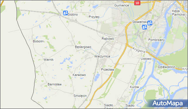mapa Warzymice, Warzymice na mapie Targeo