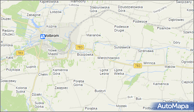 mapa Wierzchowisko gmina Wolbrom, Wierzchowisko gmina Wolbrom na mapie Targeo
