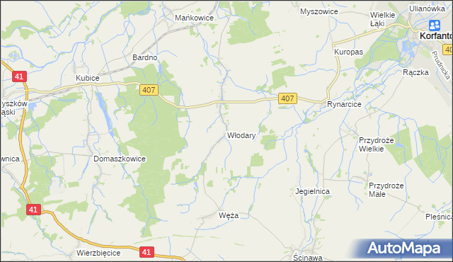 mapa Włodary, Włodary na mapie Targeo