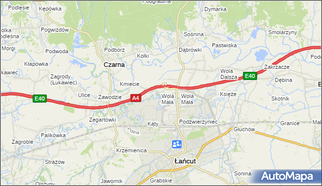 mapa Wola Mała gmina Czarna, Wola Mała gmina Czarna na mapie Targeo