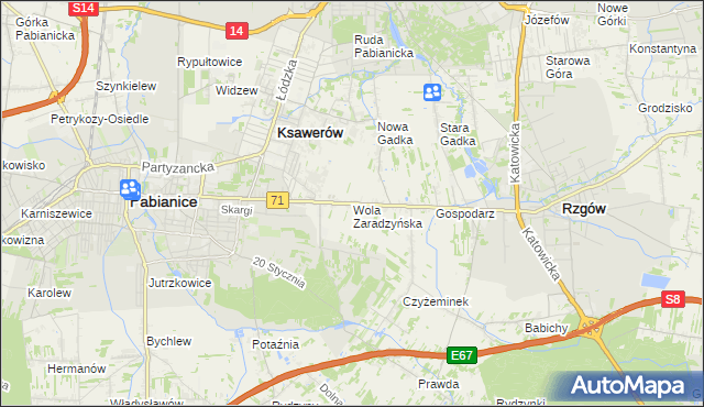 mapa Wola Zaradzyńska, Wola Zaradzyńska na mapie Targeo