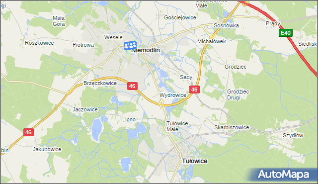 mapa Wydrowice gmina Niemodlin, Wydrowice gmina Niemodlin na mapie Targeo