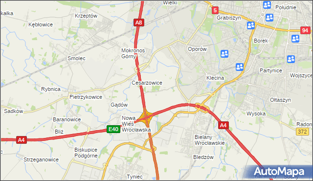 mapa Zabrodzie gmina Kąty Wrocławskie, Zabrodzie gmina Kąty Wrocławskie na mapie Targeo