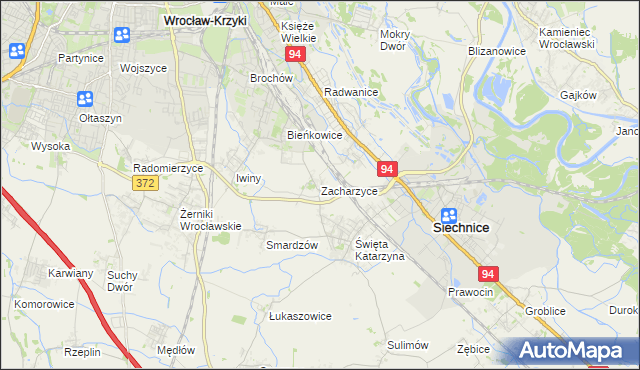 mapa Zacharzyce, Zacharzyce na mapie Targeo
