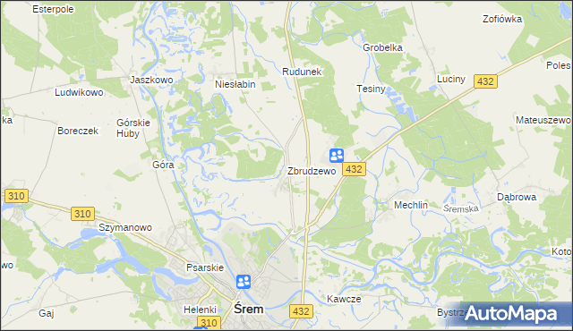 mapa Zbrudzewo, Zbrudzewo na mapie Targeo