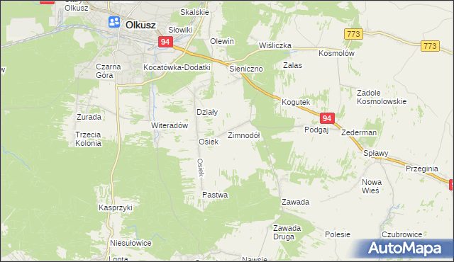 mapa Zimnodół, Zimnodół na mapie Targeo
