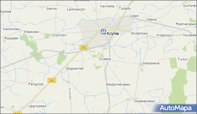 mapa Żurawia gmina Kcynia, Żurawia gmina Kcynia na mapie Targeo