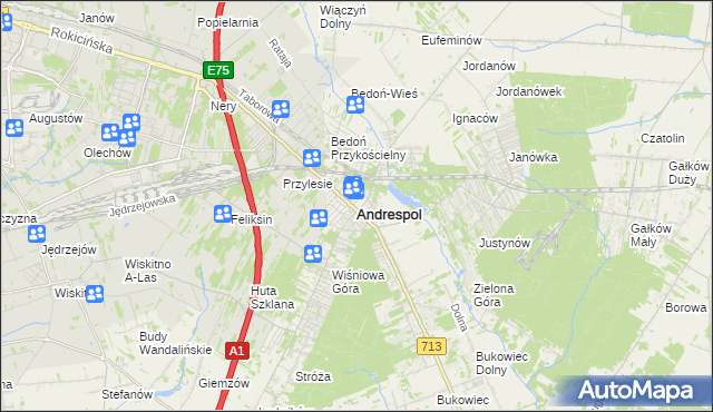 mapa Andrespol, Andrespol na mapie Targeo