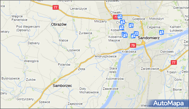 mapa Andruszkowice, Andruszkowice na mapie Targeo