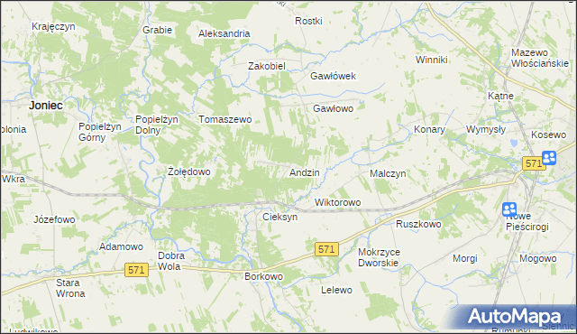 mapa Andzin, Andzin na mapie Targeo