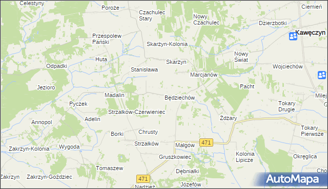 mapa Będziechów, Będziechów na mapie Targeo