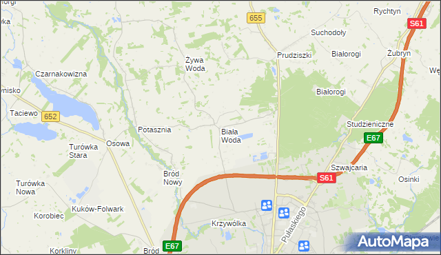 mapa Biała Woda gmina Suwałki, Biała Woda gmina Suwałki na mapie Targeo