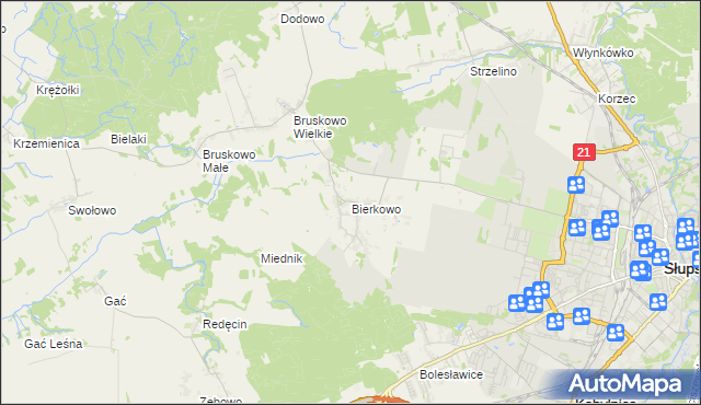 mapa Bierkowo, Bierkowo na mapie Targeo