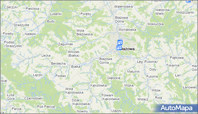 mapa Błażowa Górna, Błażowa Górna na mapie Targeo