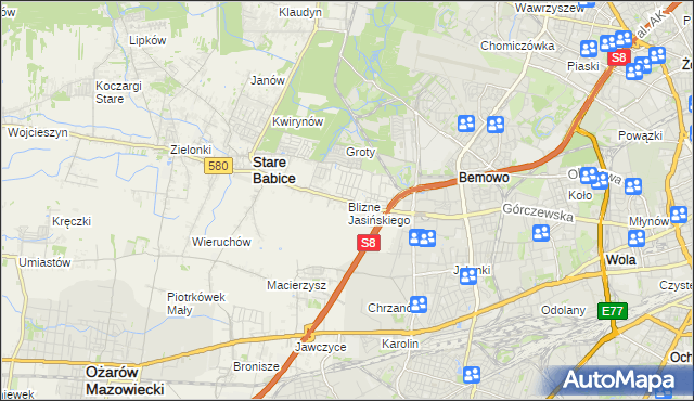 mapa Blizne Jasińskiego, Blizne Jasińskiego na mapie Targeo