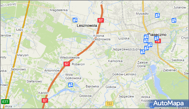 mapa Bobrowiec gmina Piaseczno, Bobrowiec gmina Piaseczno na mapie Targeo