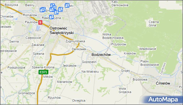 mapa Bodzechów, Bodzechów na mapie Targeo