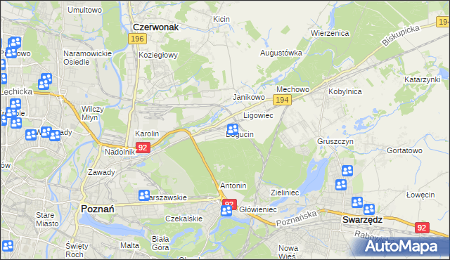 mapa Bogucin gmina Swarzędz, Bogucin gmina Swarzędz na mapie Targeo