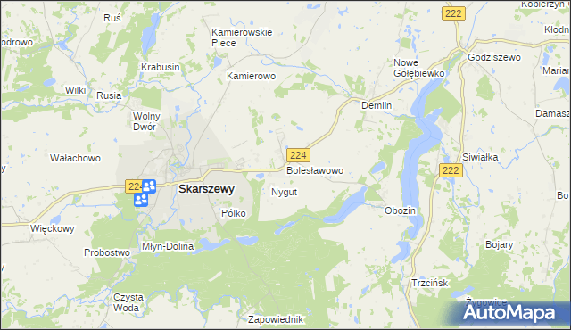 mapa Bolesławowo gmina Skarszewy, Bolesławowo gmina Skarszewy na mapie Targeo