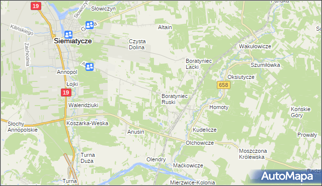 mapa Boratyniec Ruski, Boratyniec Ruski na mapie Targeo