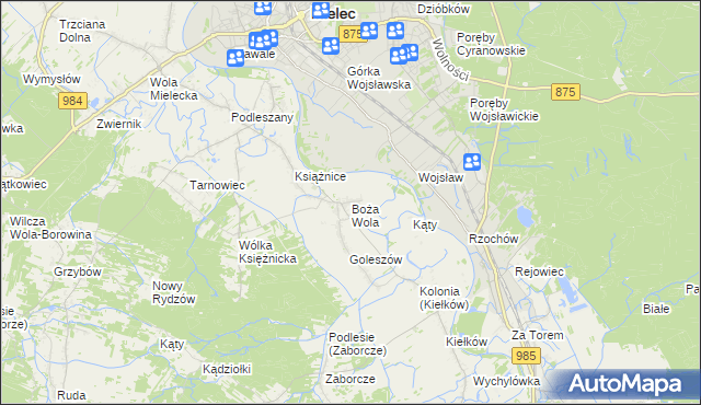 mapa Boża Wola gmina Mielec, Boża Wola gmina Mielec na mapie Targeo