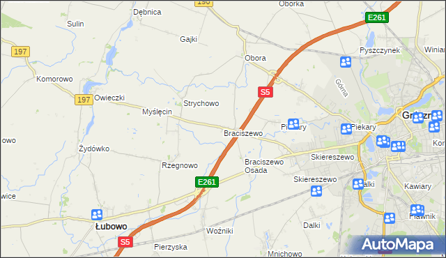 mapa Braciszewo, Braciszewo na mapie Targeo