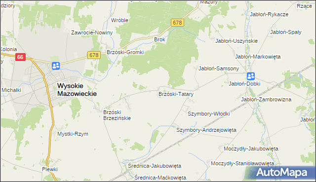 mapa Brzóski-Tatary, Brzóski-Tatary na mapie Targeo