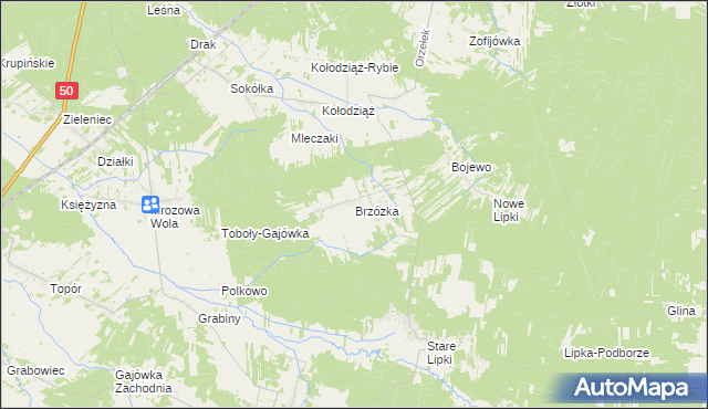 mapa Brzózka gmina Stoczek, Brzózka gmina Stoczek na mapie Targeo