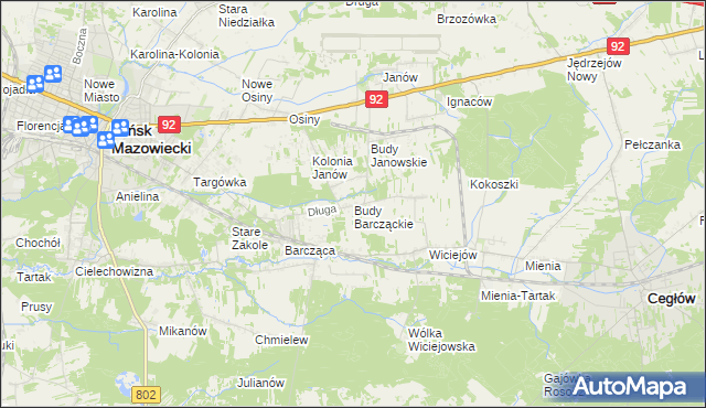 mapa Budy Barcząckie, Budy Barcząckie na mapie Targeo