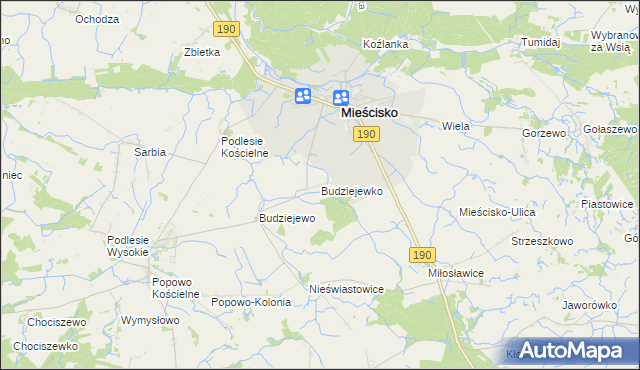 mapa Budziejewko, Budziejewko na mapie Targeo