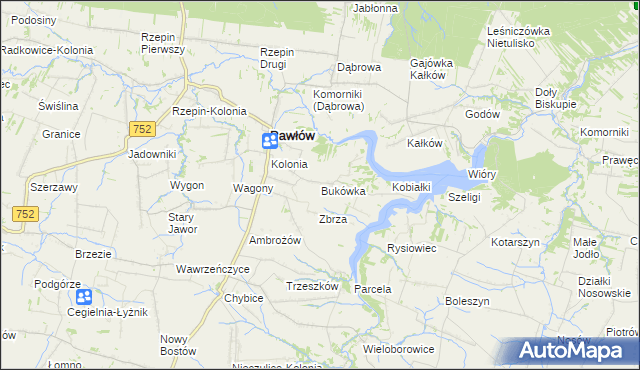 mapa Bukówka gmina Pawłów, Bukówka gmina Pawłów na mapie Targeo