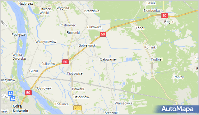 mapa Całowanie, Całowanie na mapie Targeo