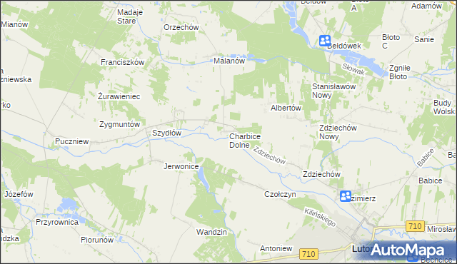 mapa Charbice Dolne, Charbice Dolne na mapie Targeo