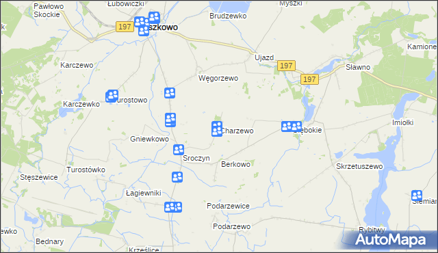 mapa Charzewo, Charzewo na mapie Targeo