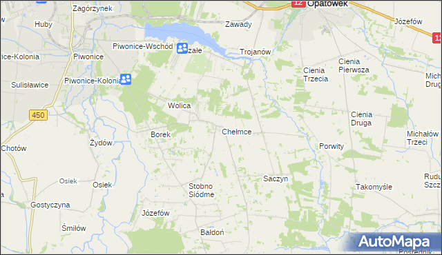 mapa Chełmce gmina Opatówek, Chełmce gmina Opatówek na mapie Targeo
