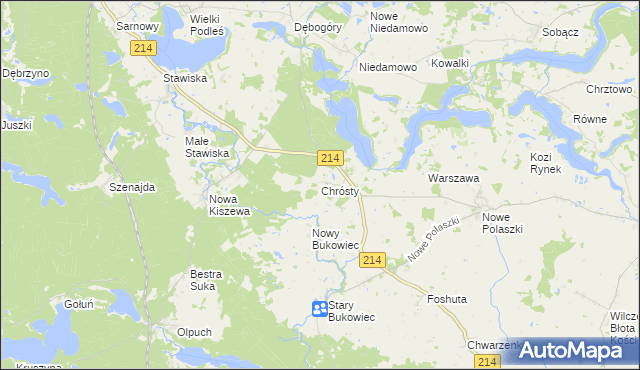 mapa Chrósty gmina Stara Kiszewa, Chrósty gmina Stara Kiszewa na mapie Targeo