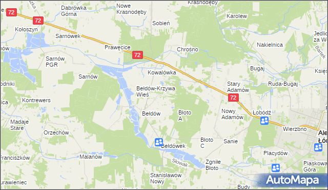 mapa Ciężków gmina Aleksandrów Łódzki, Ciężków gmina Aleksandrów Łódzki na mapie Targeo