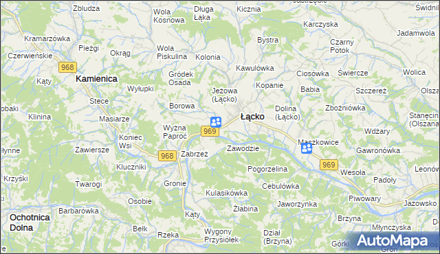 mapa Czerniec gmina Łącko, Czerniec gmina Łącko na mapie Targeo