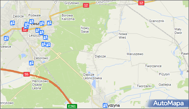 mapa Dąbcze, Dąbcze na mapie Targeo