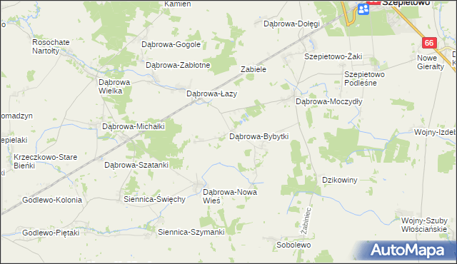 mapa Dąbrowa-Bybytki, Dąbrowa-Bybytki na mapie Targeo