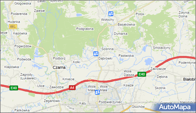 mapa Dąbrówki gmina Czarna, Dąbrówki gmina Czarna na mapie Targeo