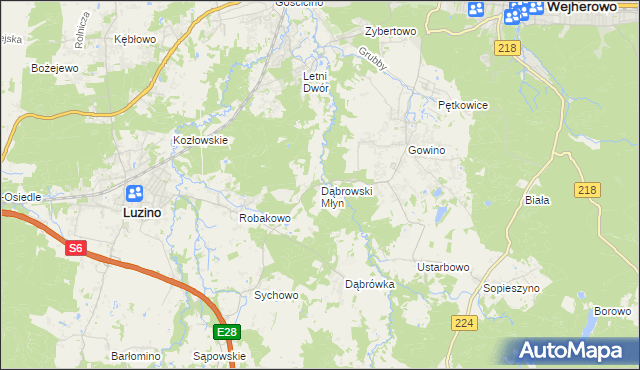 mapa Dąbrowski Młyn, Dąbrowski Młyn na mapie Targeo