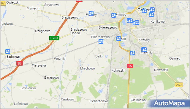 mapa Dalki, Dalki na mapie Targeo