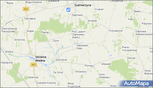 mapa Dębowiec Mały, Dębowiec Mały na mapie Targeo