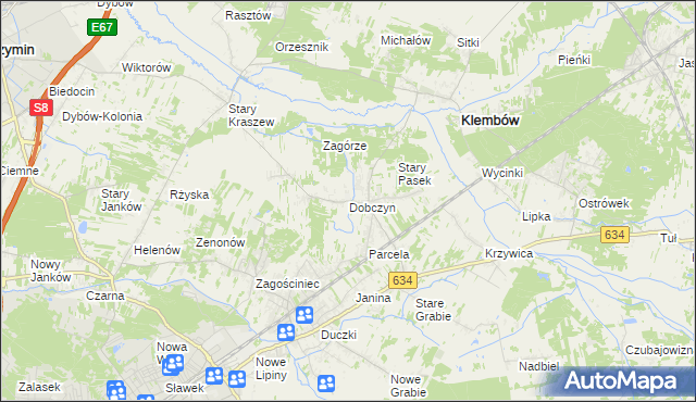 mapa Dobczyn gmina Klembów, Dobczyn gmina Klembów na mapie Targeo