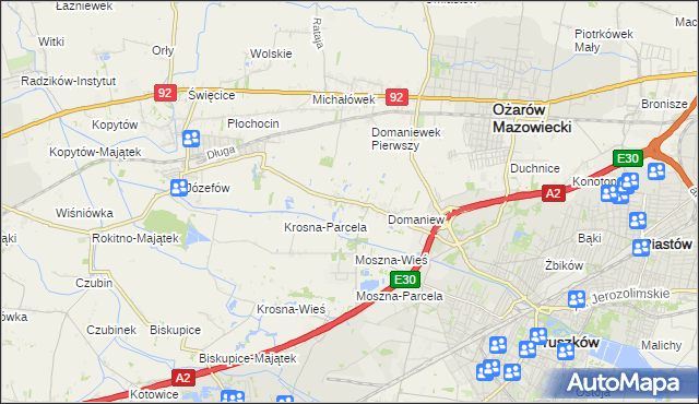 mapa Domaniewek gmina Brwinów, Domaniewek gmina Brwinów na mapie Targeo