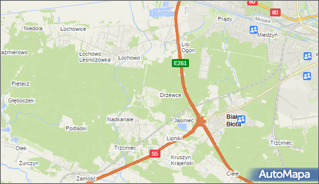 mapa Drzewce gmina Białe Błota, Drzewce gmina Białe Błota na mapie Targeo